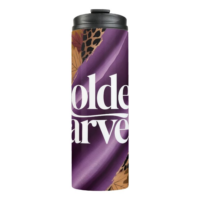 Golden Harvest Luxury Purple Silk Autumn Design  Thermal Tumbler (Front)