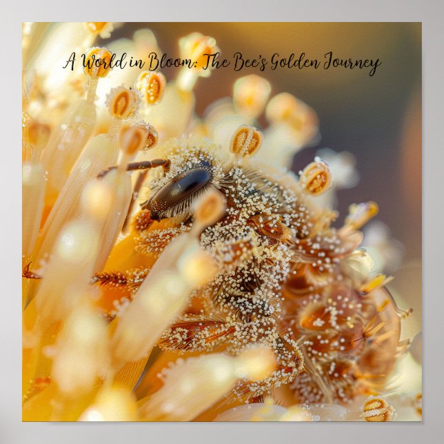 Golden Harvest: Macro Bee in Bloom Poster (Front)