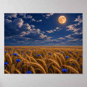 Golden Harvest Moon Poster