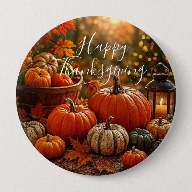 Golden Harvest Thanksgiving  10 Cm Round Badge (Front)