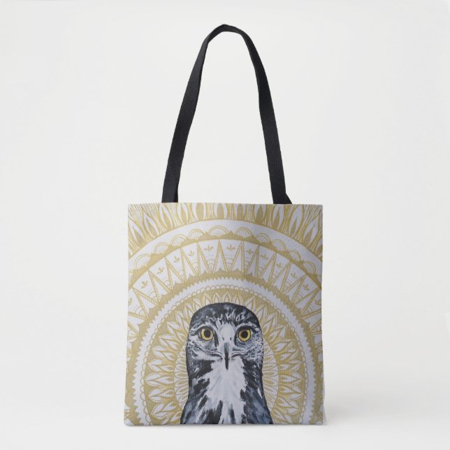 Golden Hawk Mandala Tote Bag (Front)