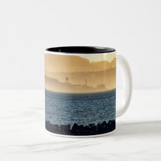 Golden Haze Over Alcatraz Two-Tone Coffee Mug