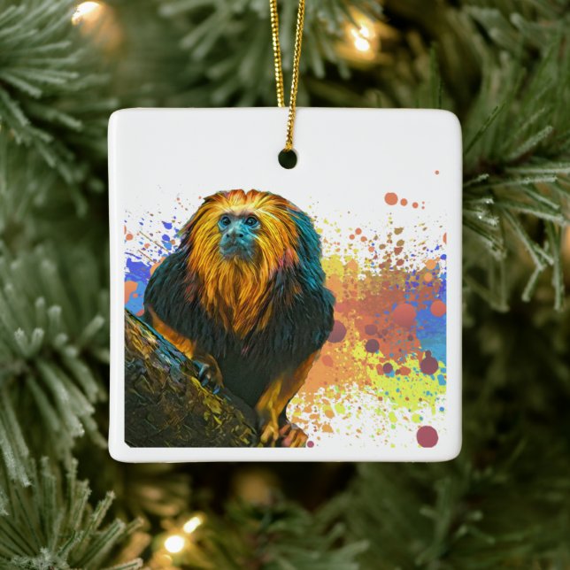 Golden Headed Lion Tamarin Ceramic Ornament (Tree)