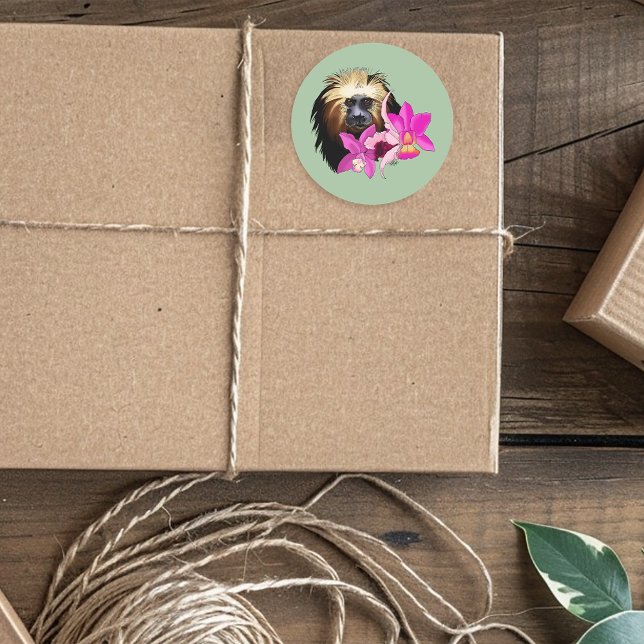 Golden-Headed Lion Tamarin Monkey Classic Round Sticker (Creator Uploaded)