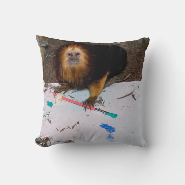 Golden-Headed Lion Tamarin Painting Cushion (Front)