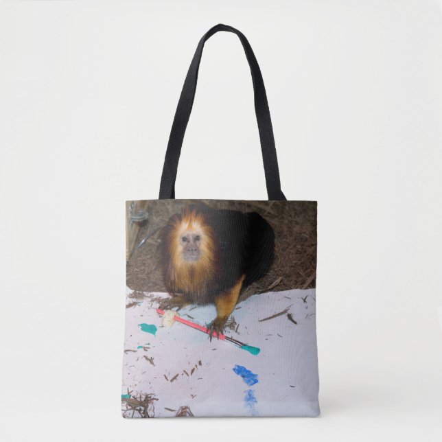 Golden-Headed Lion Tamarin Painting Tote Bag (Front)