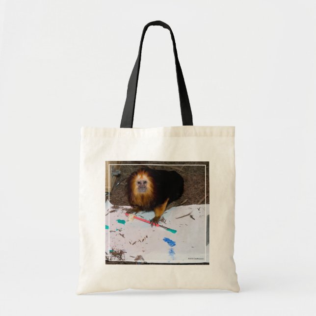 Golden-Headed Lion Tamarin Painting Tote Bag (Front)