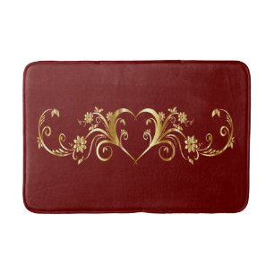 Golden heart bath mat
