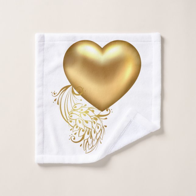 Golden Heart Bath Towel Set (Wash Cloth)