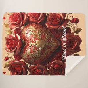 "Golden Heart Beats" Sherpa Blanket