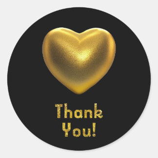 Golden heart classic round sticker