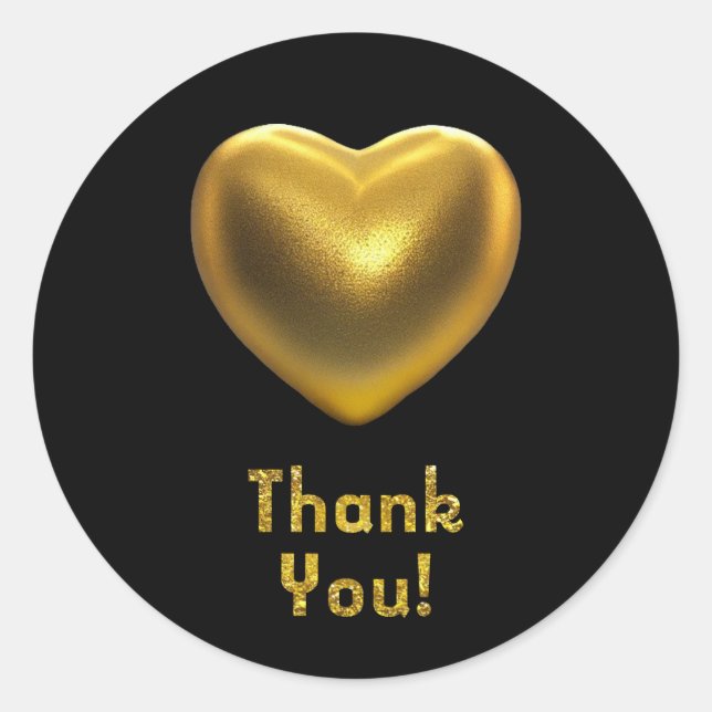 Golden heart classic round sticker (Front)
