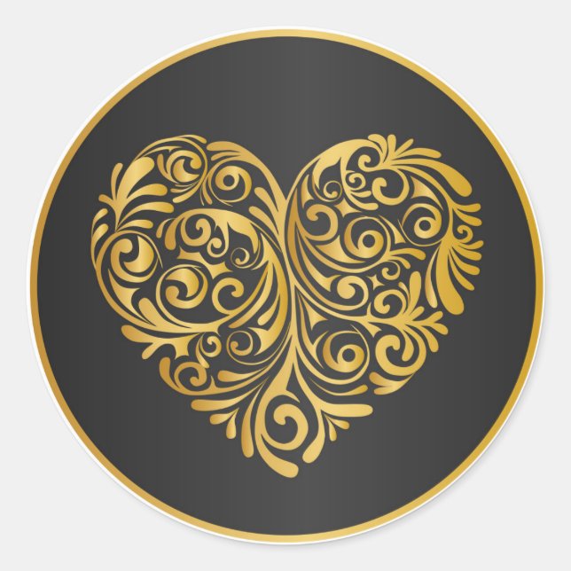 Golden heart design sticker (Front)