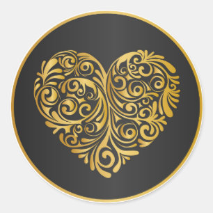 Golden heart design sticker