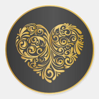 Golden heart design sticker