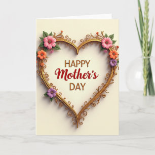 Golden Heart Floral Mother Card