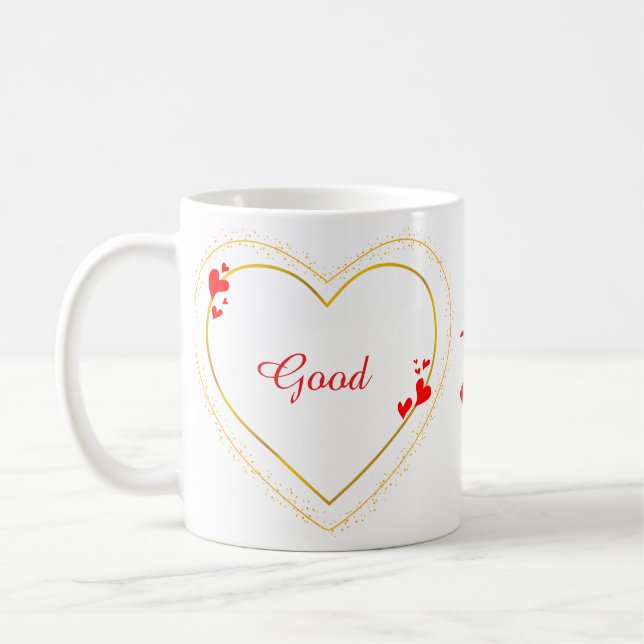 Golden Heart Minimalist Custom Coffee Mug (Left)