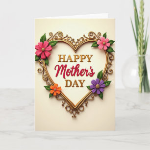 Golden Heart Mothers Day Card