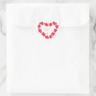Golden heart red poinsettia for Christmas Sticker