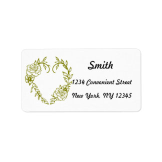 Golden Heart Rose Return Address Label