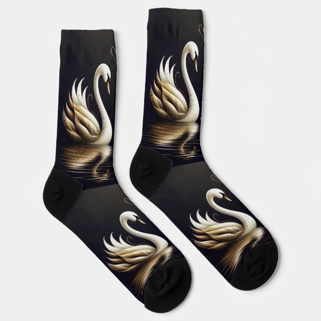 Golden Heart swans Socks (Right)