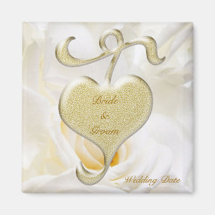 Golden Heart Wedding Favour Magnet
