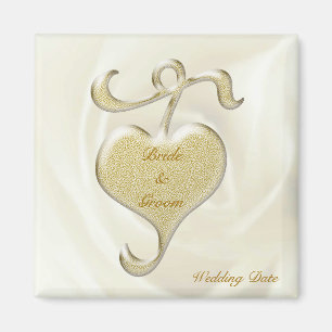 Golden Heart Wedding Favour Magnet