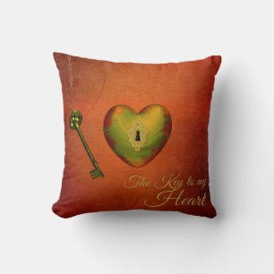 Golden Heart with Key Cushion