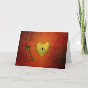Golden Heart with Key Holiday Card