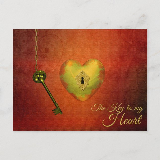 Golden Heart with Key Postcard (Front)