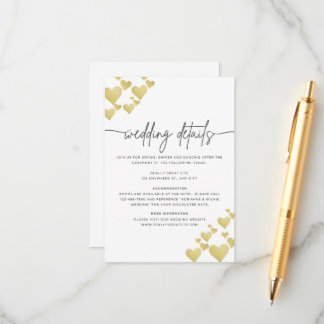  Golden Heartbeat Wedding Details Card