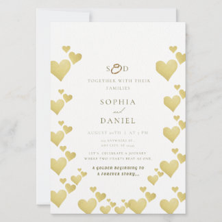Golden Heartbeat Wedding Invitation Card