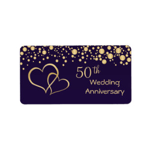 Golden hearts 50th Wedding Anniversary label