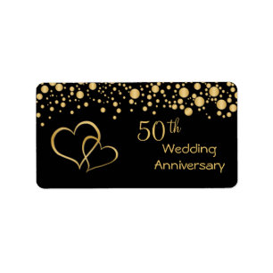Golden hearts 50th Wedding Anniversary label