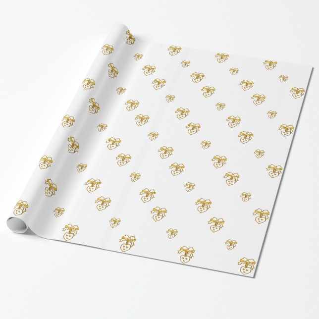 Golden Hearts and Bows Gift Wrap (Unrolled)