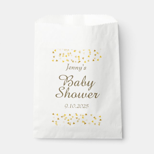 Golden Hearts Baby Shower / Sprinkle Favour Bag (Front)