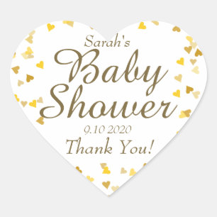 Golden Hearts Baby Shower / Sprinkle Favour Heart Sticker