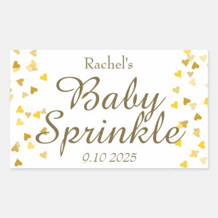 Golden Hearts Baby Sprinkle Favour Rectangular Sticker