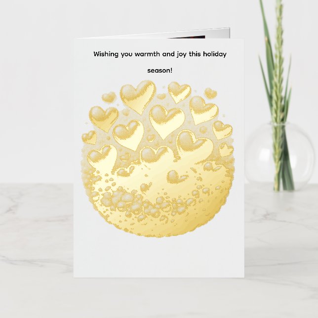 Golden Hearts Burst Greeting Card (Front)