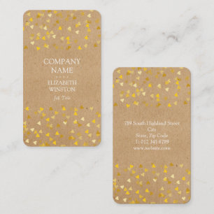 Golden Hearts Confetti Business Card