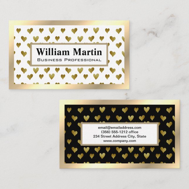 Golden Hearts Pattern Business Card (Front/Back)