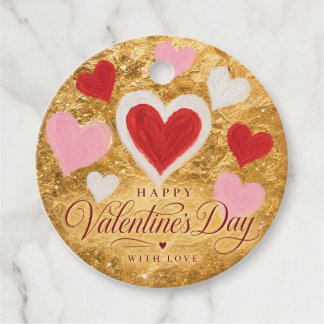 Golden Hearts Valentine Sparkle Favour Tags