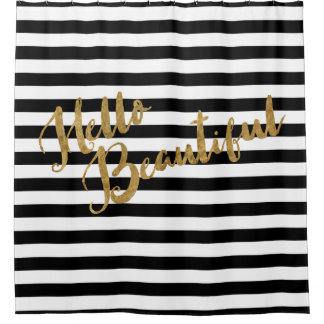 Golden Hello Beautiful Stripes Shower Curtain