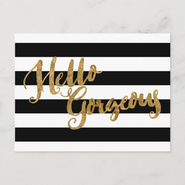 Golden Hello Gorgeous Stripes Postcard (Front)