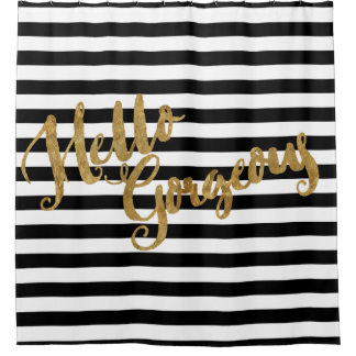 Golden Hello Gorgeous Stripes Shower Curtain