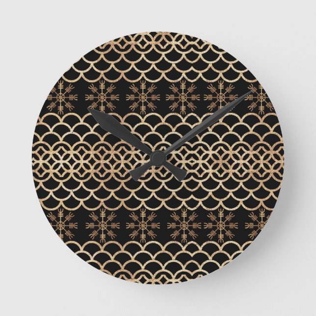 Golden Helm of Awe Round Clock (Front)