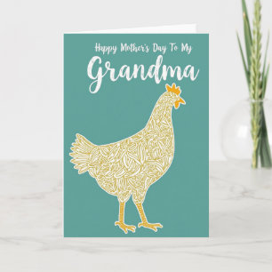 Golden Hen Grandmas Day Card