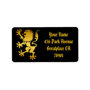 Golden Heraldic Lion Address Lable Label