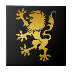 Golden Heraldic Lion Tile