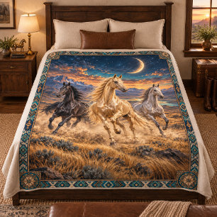 Golden Herd Akhal-Teke Horses  Fleece Blanket
